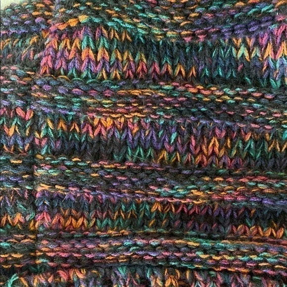 C.C Multicolored Pink Purple Teal Textured Winter Whimsical Bohemian Beanie Hat - Picture 10 of 15